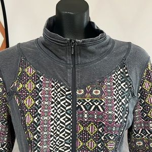 Prana Breath Naturally Summer Light Active Yoga Zip Up Shacket Mosaic Print sz L